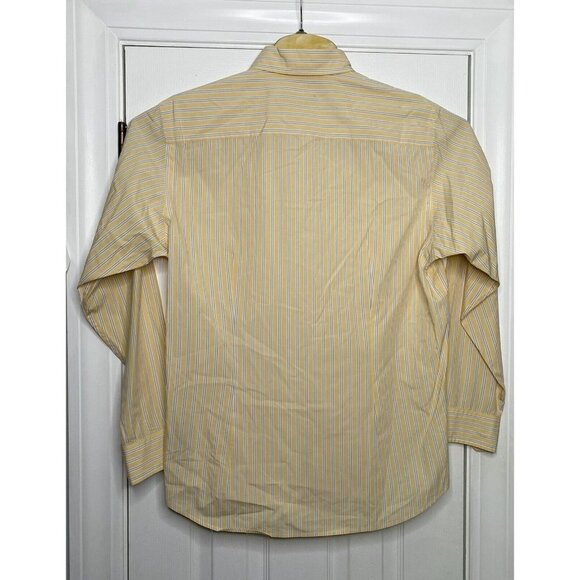 Zegna Sport Mens Long Sleeve Button Front Yellow Blue Stripes Large - Picture 6 of 7